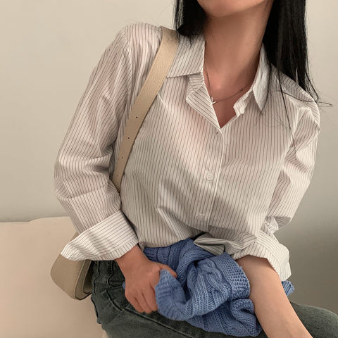 Polo collar striped shirt