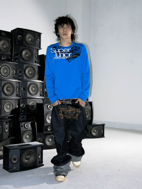 Blue-gray round-neck t-shirt