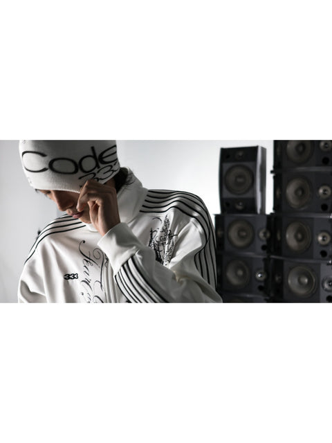 Black and white embroidered sports jacket