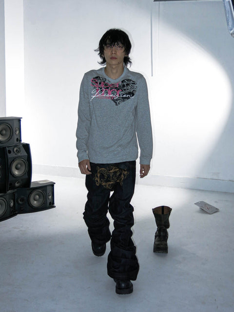 Blue-gray round-neck t-shirt