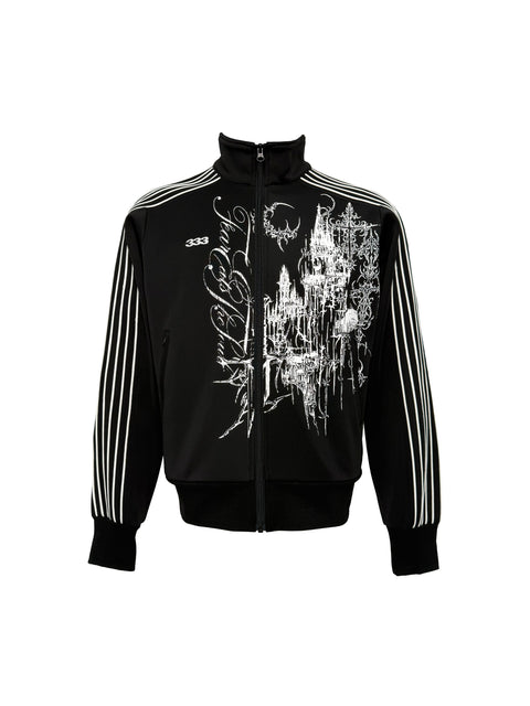 Black and white embroidered sports jacket