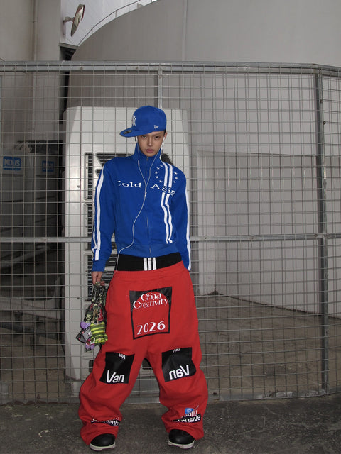 Embroidered striped stand-up collar jacket