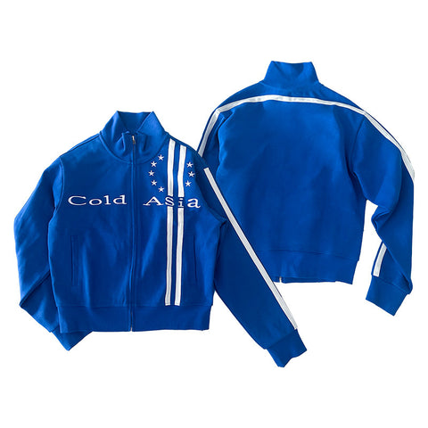 Embroidered striped stand-up collar jacket