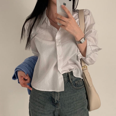 Polo collar striped shirt